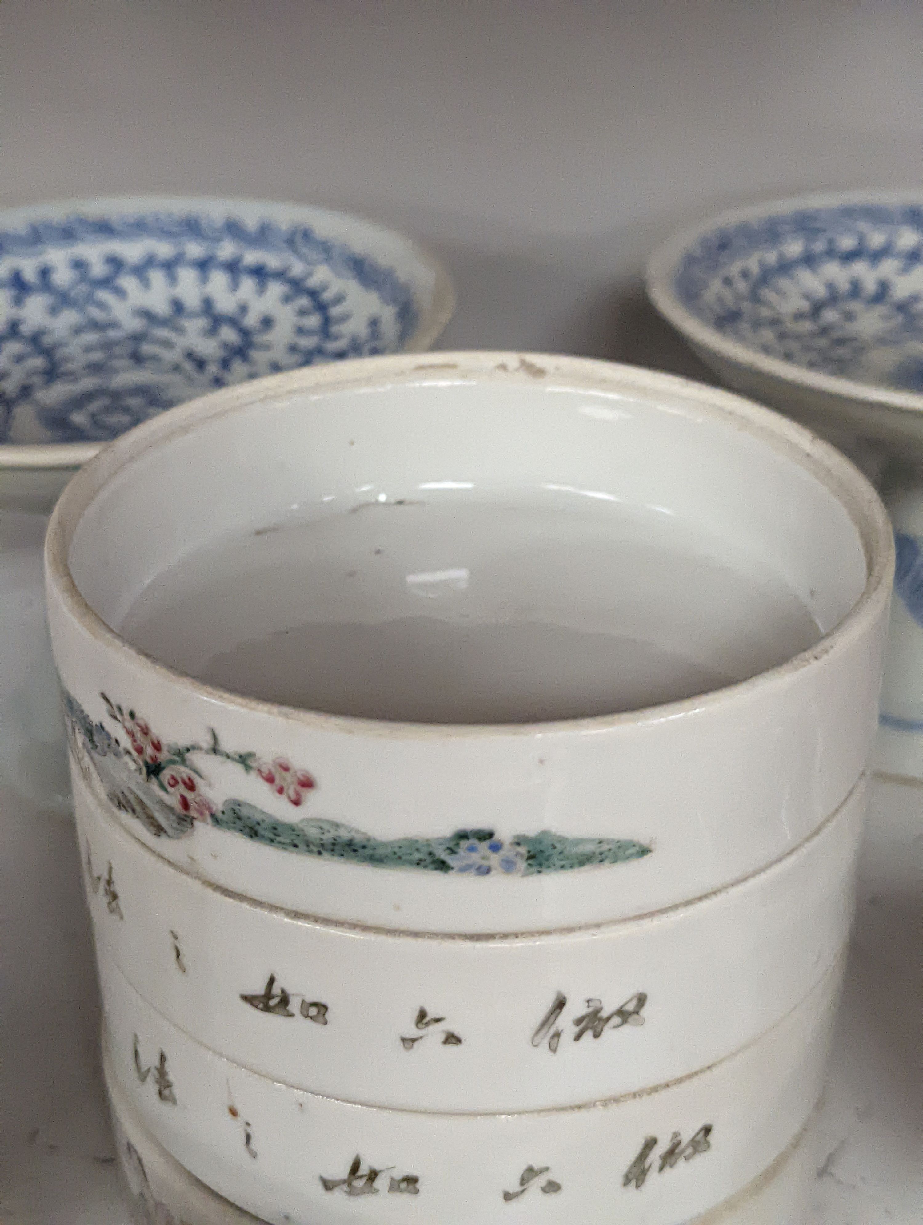 A mixed group of 19th/early 20th century Chinese porcelain vessels, stem dishes etc.